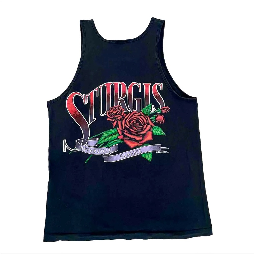 Vintage Sturgis Biker Black Tank Top Roses Size S/M? VTG